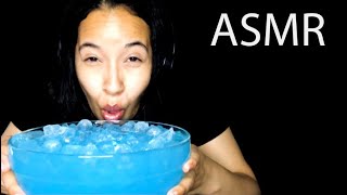 ASMR Drinking Blue Soda with a spoon, Slurping, Ice Eating, Fizzy Sounds and Eating Strawberries