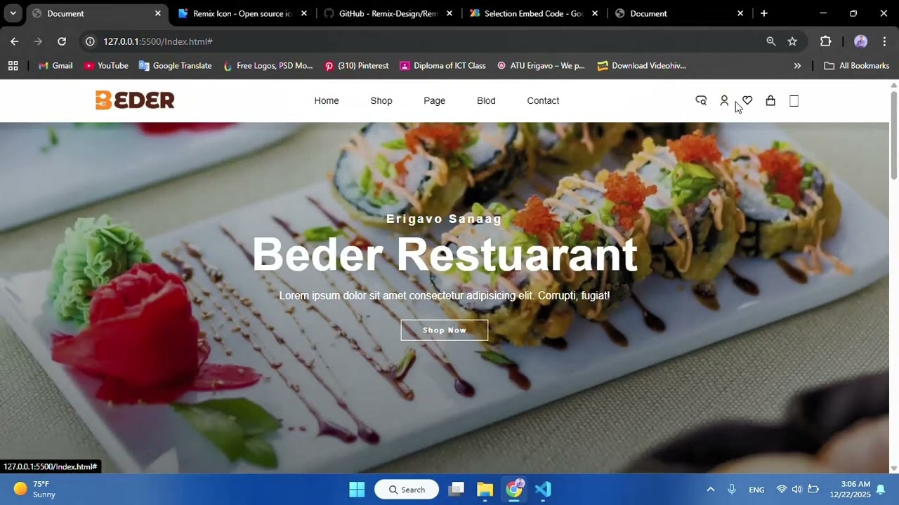 How to create a website using HTML and CSS |  Part 1 Header Section
