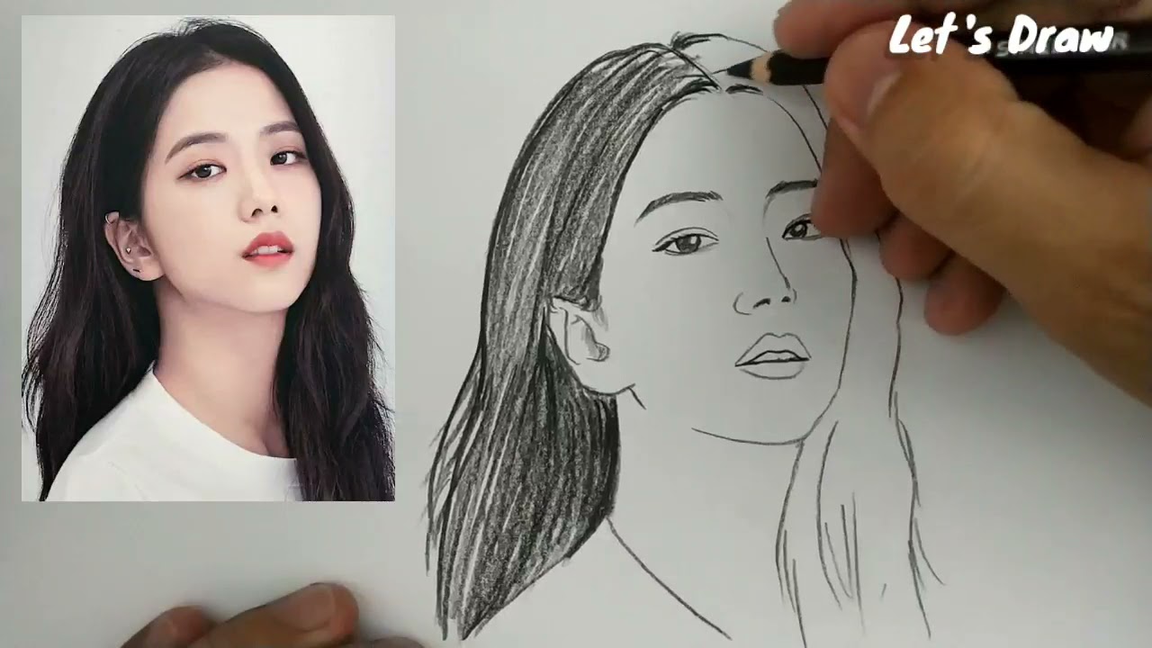 VERY EASY ,real time drawing jisoo blackpink kpop girlband from south ...