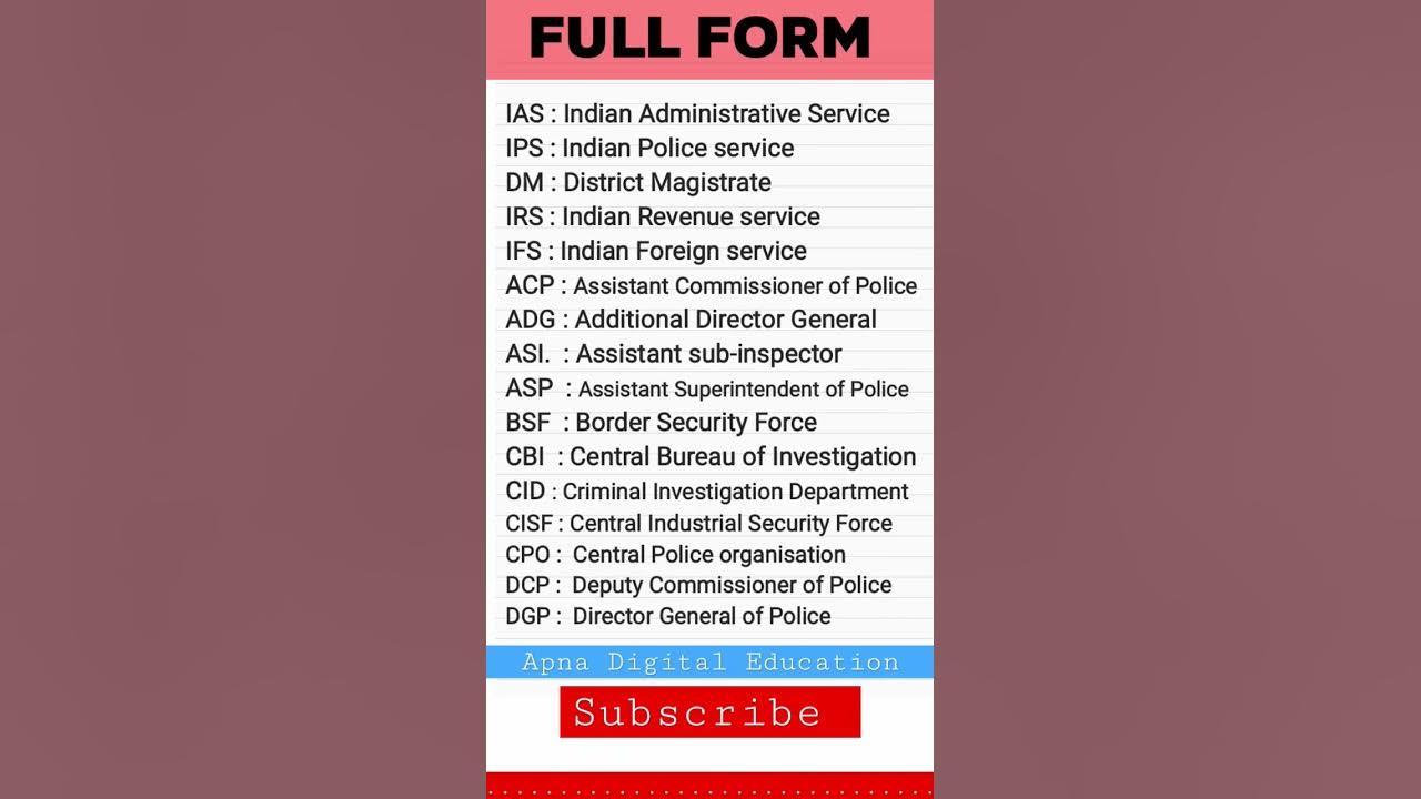 Important Full Form IAS PCS DM  UPSC #police #fullform #administration #ias#pcs#gk #education#shorts