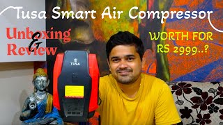 Tusa Smart Air Compressor Unboxing & Review | Real time usage | In Telugu | By SmartTechGadgets