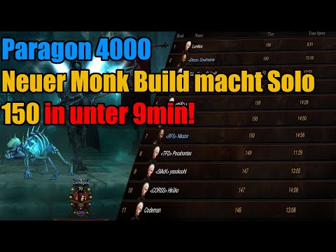 Paragon 4000 | Neuer Monk Build macht Solo 150 in unter 9min!