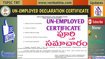TSPSC TRT UN-EMPLOYED DECLARATION CERTIFICATE FULL DETAILS FOR CERTIFICATE VERIFICATION