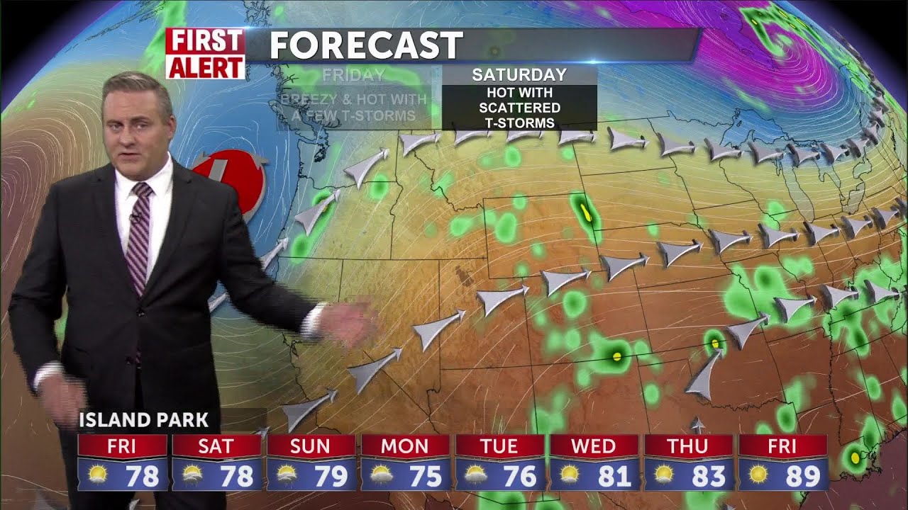 Warmer, breezy with a few thunderstorms this Friday and Saturday - YouTube