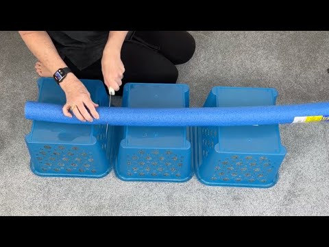 Lay 3 Dollar Store baskets on a pool noodle...(this is GENIUS)