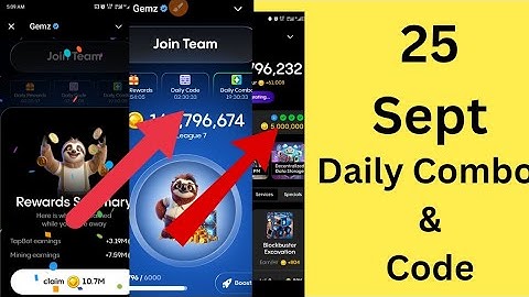 25th September GEMZ Daily Combo & Cipher Solution 25th September Today For 5,000,000 Coins