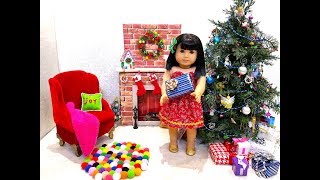 American Girl Doll Christmas Set Up- Traditional Decor 2017