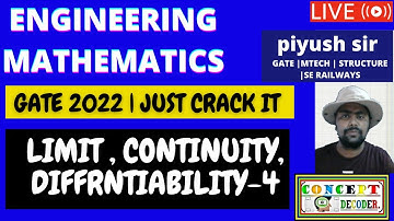Engineering mathematics for GATE & ESE | limit continuity and differentiability-4 | CH-1 | LEC -5 |