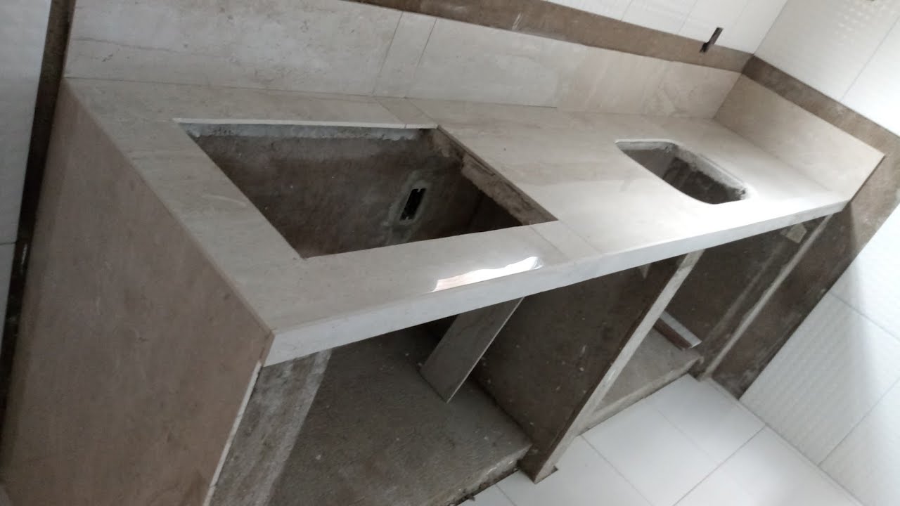 bancada de alvenaria e concreto# revestida com porcelanato#reformando ...