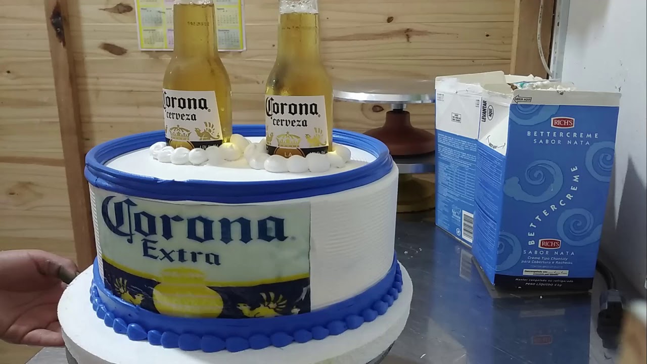 PASTEL DE CERVEZA CON CHANTILLY | como decorar una torta de cerveza corona  - YouTube