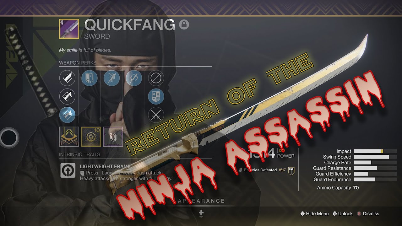 Destiny 2 Best Sword (Quickfang) YouTube