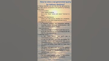 How to view a SQL generated query by tableau desktop