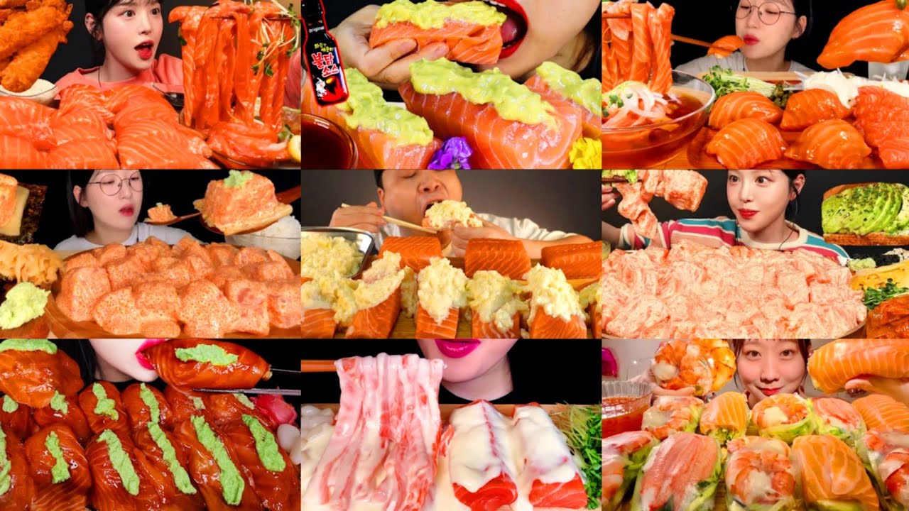 ULTIMATE SUSHI SASHIMI MUKBANG COMPILATION * DELICIOUS SUSHI SALMON EATING SHOW REAL SOUND ASMR