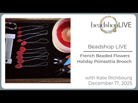 Beadshop LIVE French Beaded Flowers Poinsettia Brooch