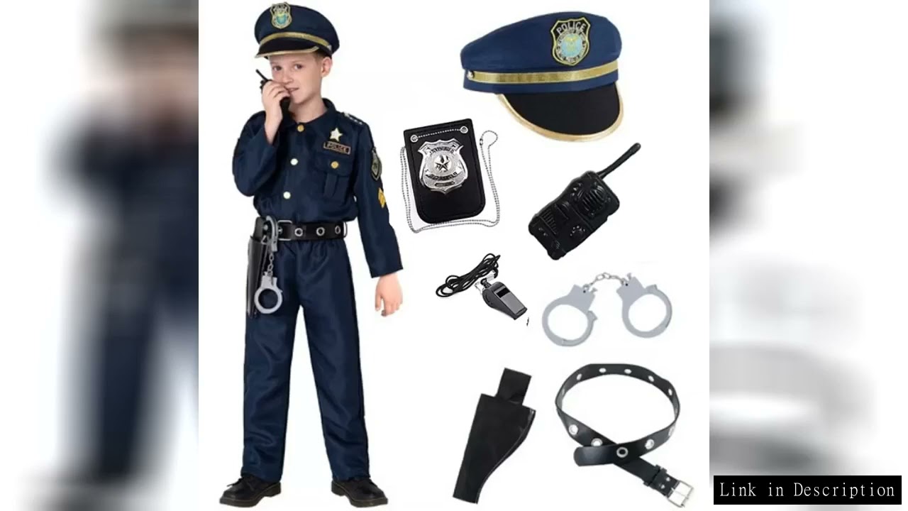 Halloween Police Suit Cosplay Costumes Makeup Party Boy Police Suit 9-piece Birthday Gift Set Top Ha