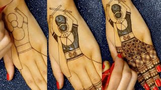 Trending Special Dandiya Mehndi Design How To Draw Girl Playing Dandiyaनवरतर सपशल महद