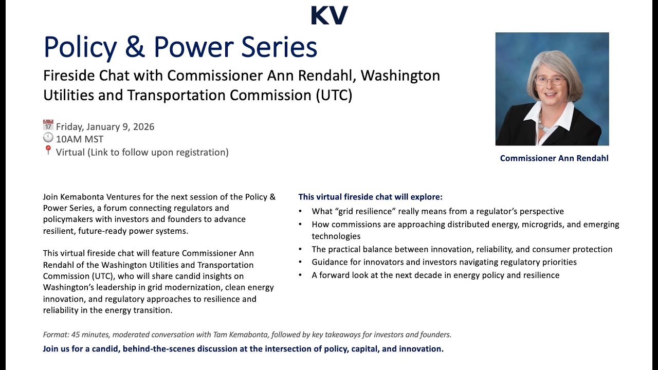 Policy & Power Series - Commissioner Ann Rendahl, Washington UTC
