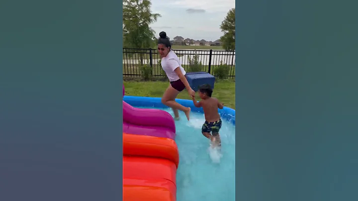 Dad catches mom and son playing on water slide without him #shorts