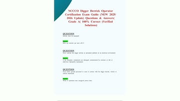 NCCCO Digger Derrick Operator Certification Exam Guide NEW 2025 2026 Update Questions  Answers Grade