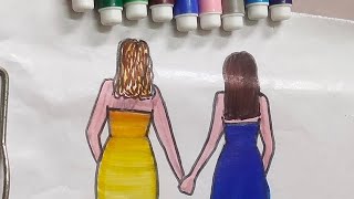 Which dress do you like ? ❤💜💛💚🌈🌌🔥❄ #shortvideo #reels #viralvideo #dress #drawing #purple