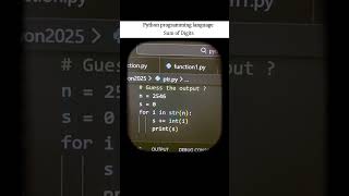 Sum of Digits – Python Code 🧮#codinglife #pythonprogramming #codingreels #pythontips #learnpython