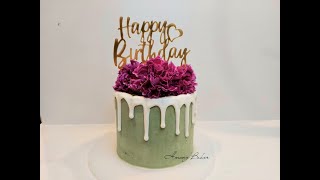White Chocolate Drip Birthday Cake. Cake Decorating