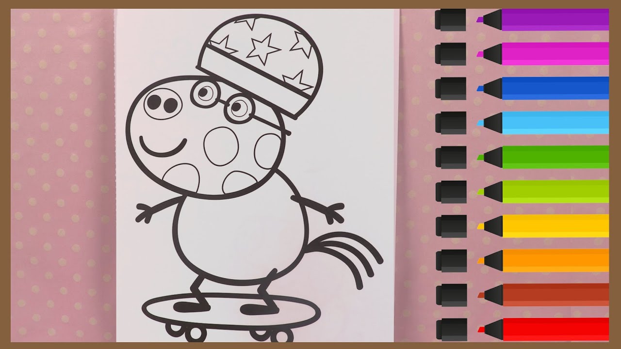 Pedro Poney et son Skateboard | Peppa Pig Coloriage