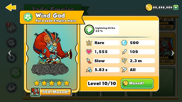 Tower Conquest Best King Character WIND GOD MAX level ! Tower Conquest gameplay