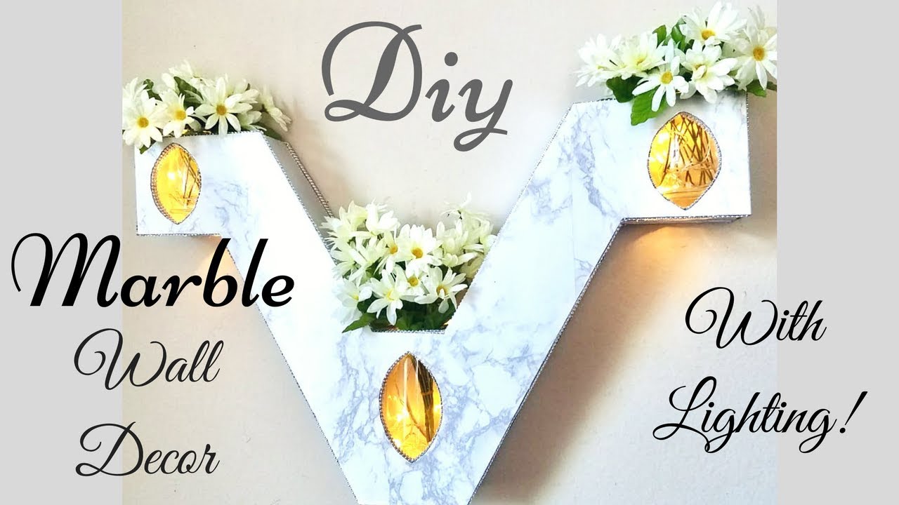 Diy Marble Wall Decor with Lighting! YouTube