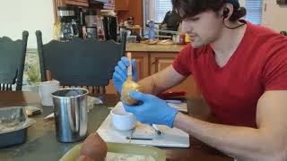Brushing La Noisette with luster dust.
