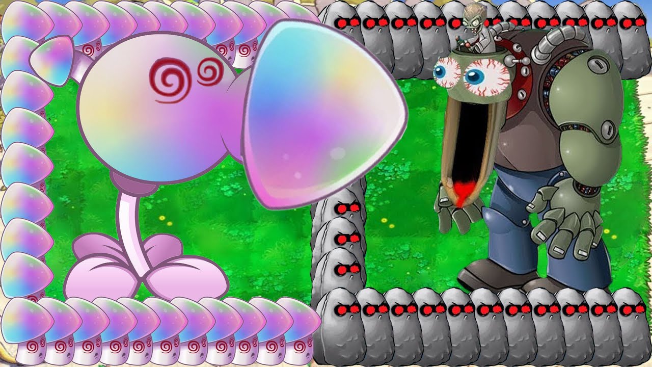 99 Hypno Peashooter Nut X Hypno Shroom Vs 2 Giga Zomboss vs Gargantuar ...