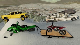 Huge snow storm traps campers and trucks | Farming Simulator 22