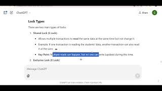 Concurrency Control, Locking Techniques, Lock types, Granularity of Locking