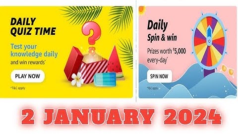Funzone Amazon All Quiz Answers Today |2 January 2023 | @dailyquiztime #amazonfunzon