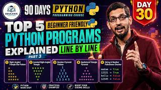 Day 30 : Pattern Programs & Palindrome Checker | Edulexis |