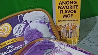 Ube and Macapuno ice cream swirl with Buco strings and macapuno SELECTA ICE CREA