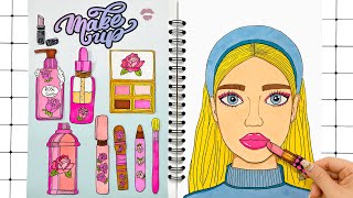 [✨paper diy✨] Daily makeup for Girl with ROSE PINK COSMETICS 🌈💄메이크업이 너무 아름다워요 ASMR | Lotus Paper DIY