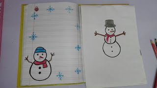 رسم رجل الثلج فى تزيين وتسطير الكراسات والدفاتر والكشاكيل