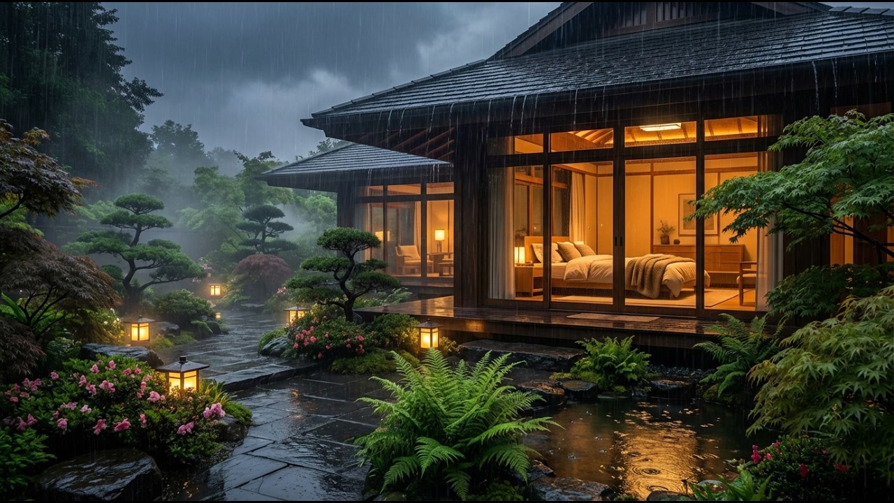 Cozy Forest Cabin in Light Rain 🌲 Pure Rain Sounds for Deep Sleep, Insomnia, Anxiety & Stress Relief