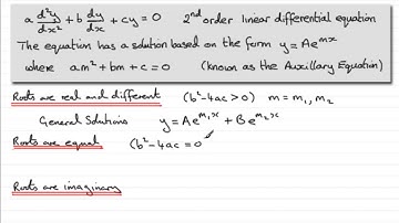 2nd Order Linear Differential Equations - Auxillary Equation : Introduction : ExamSolutions