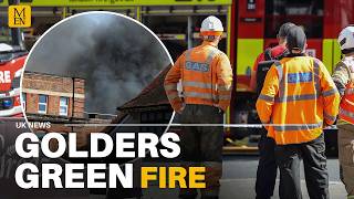 HUGE plumes of smoke as firefighters battle a blaze at supermarket in Golders Green
