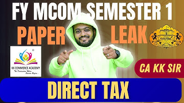 Direct Tax I FY Mcom Semester 1I SPPU I 2023 Pattern I NEP I Paper Leak I Most Imp Ques