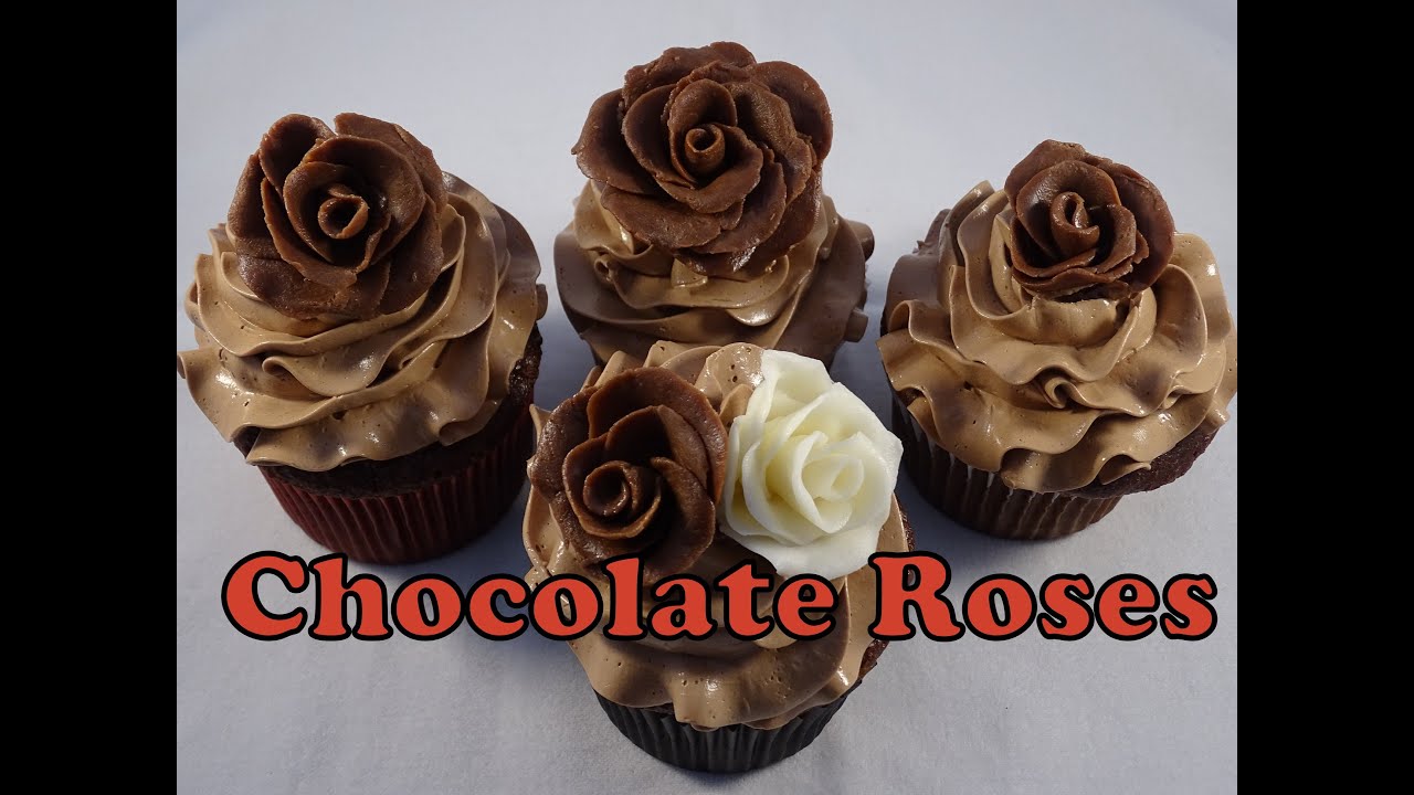 Chocolate Rose Decorations for Cupcakes- with yoyomax12 - YouTube