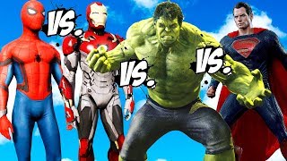 SPIDER-MAN vs HULK vs SUPERMAN vs IRON MAN - EPIC SUPERHEROES BATTLE