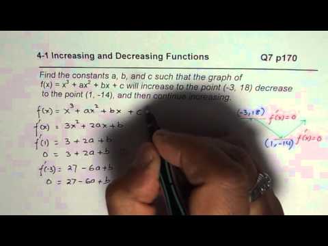 Find Quadratic Function for Given Interval of Increase and Decrease First Derivative Application