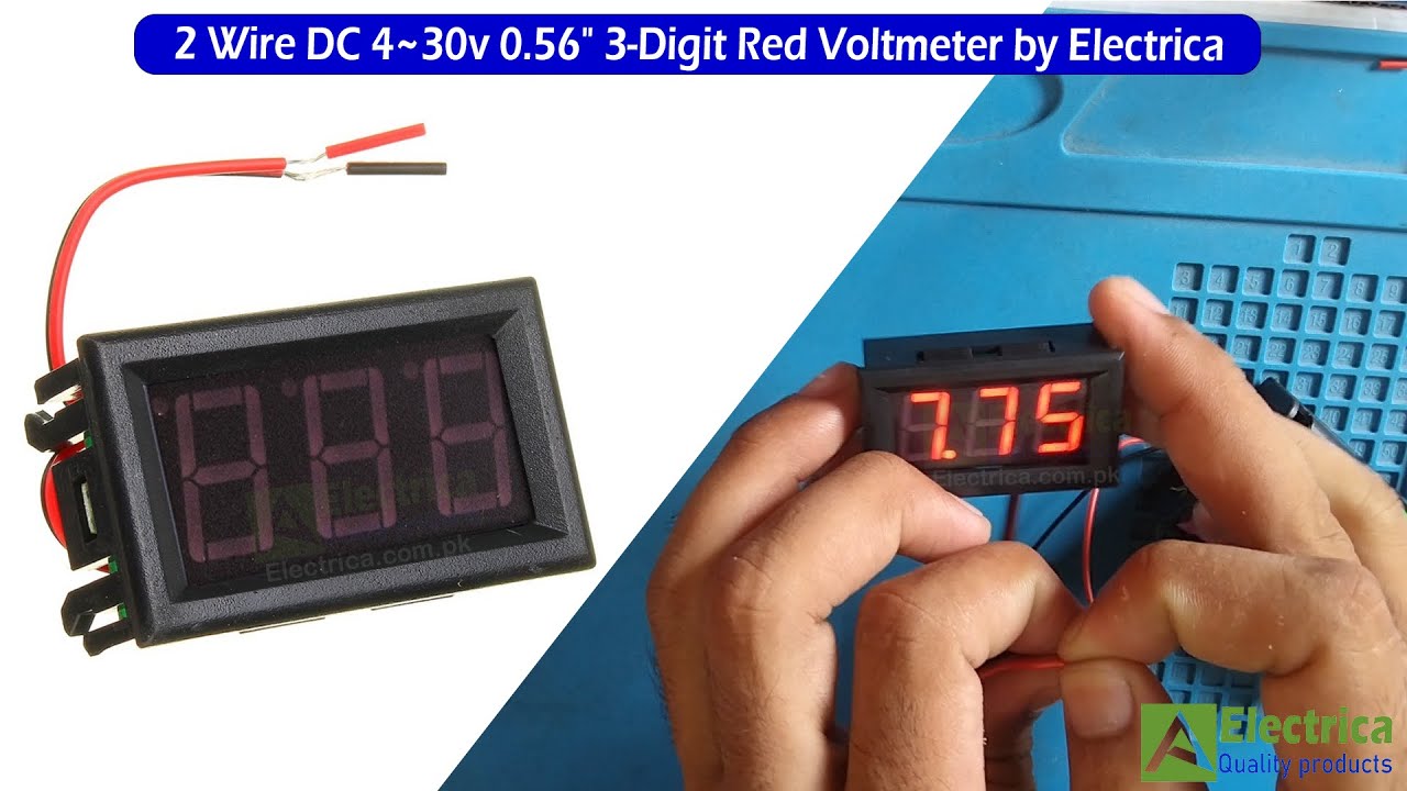 2 Wire DC 4-30v 3 Digit digital display voltage meter 0.56-inch digital  indication Electrica.com.pk