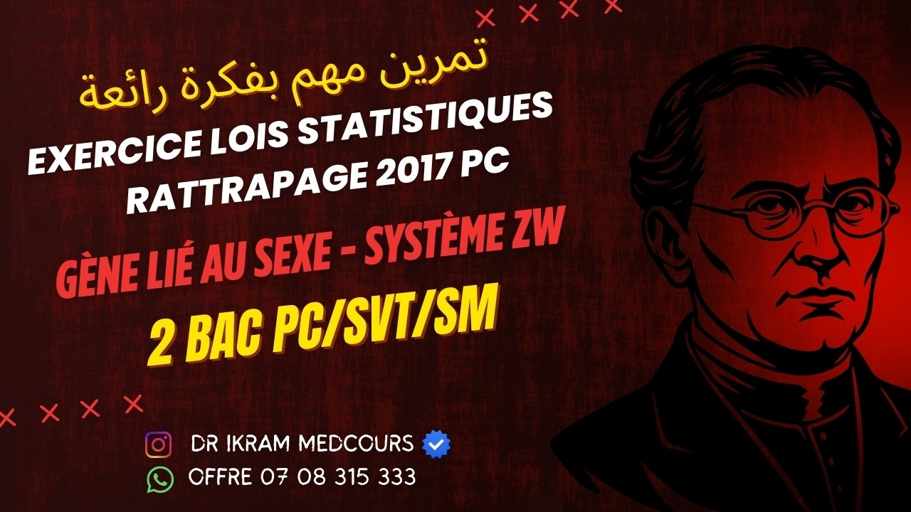 Exercice spécial loi statistiques R2017 PC - gène lié au sexe système ZW (2gènes indépendants)