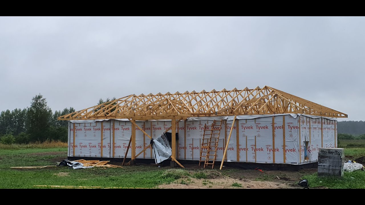 Монтаж деревянных стропильных ферм - YouTube