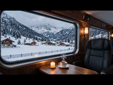 Sleep on a First Class Night Train ❄️ Relaxing Train Sounds Through the Alps