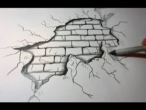 drawing backgrounds draw drawings cool brick sketch paper sketches 3d cracked pencil broken comic comics